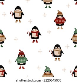 nahtloses Muster mit Weihnachtspinguin