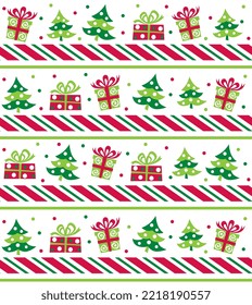 Seamless of pattern Christmas Peppermint, gifts, and christmas tree-Christmas vector design