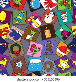 Seamless pattern of Christmas pictures.