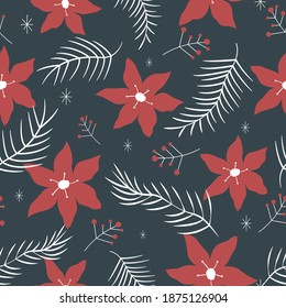 Patrón sin inconvenientes Navidad Flor Roja Año Nuevo Ilustración vectorial