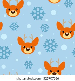 seamless pattern with Christmas reindeer in flat design