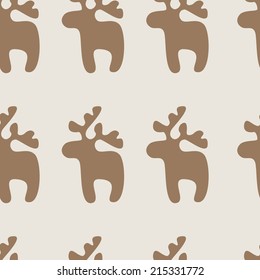Seamless pattern with Christmas reindeer isolated on beige background