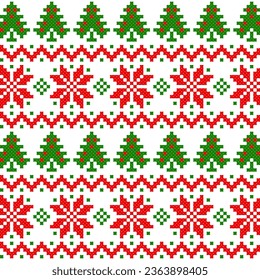 seamless pattern with christmas reindeer. tribal pattern. local fabric pattern. pixel pattern. cross stitch