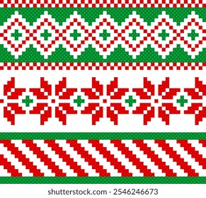 seamless pattern with christmas reindeer. tribal pattern. local fabric pattern. pixel pattern. cross stitch