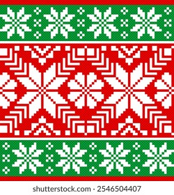 seamless pattern with christmas reindeer. tribal pattern. local fabric pattern. pixel pattern. cross stitch