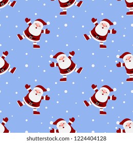 Seamless pattern of Christmas Santa claus repeatable, continuous background for holiday celebration.