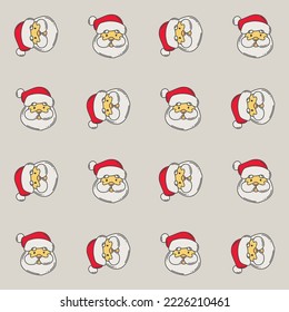 Seamless pattern with Christmas Santa Claus head
