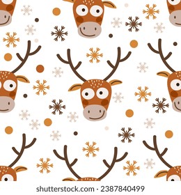 seamless pattern christmas with santa claus reindeer vector