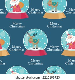 
Seamless pattern Christmas snow globes with Santa and dear. Vector illustration. 