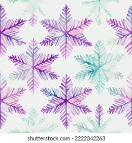 Seamless pattern christmas snowflake, aquarelle endless pattern. Winter collection