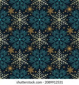 A Seamless pattern with Christmas snowflake icons