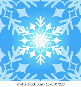 Seamless pattern Christmas Snowflake star light aura winter on blue background vector illustration