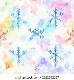 Seamless pattern christmas snowflake, watercolor background pattern. New-year holidays
