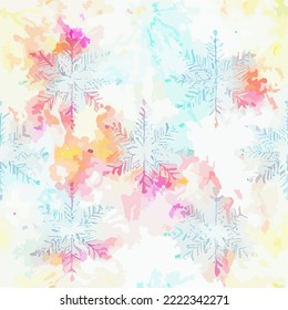 Nahtlose Muster Schneeflocken, Aquarellmuster endlose Muster. Neujahrsferien