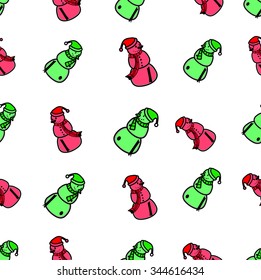 Seamless pattern with Christmas snowman
