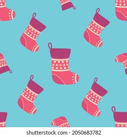 Patrón sin foco con medias de navidad. ilustración para Feliz Navidad y Feliz Año Nuevo diseño de impresión