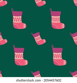 Seamless pattern with christmas socks. illustration for Merry Christmas and Happy New Year print design