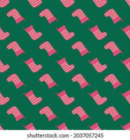 Seamless pattern with christmas socks. Merry Christmas and Happy New Year print design.