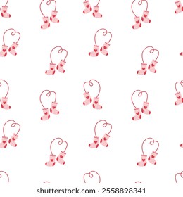 Seamless pattern with Christmas socks. Various winter socks with different patterns, isolated on a white background