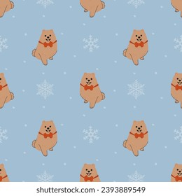 Seamless pattern with Christmas spitz in hand drawn style. Background for wrapping paper, greeting cards and seasonal designs