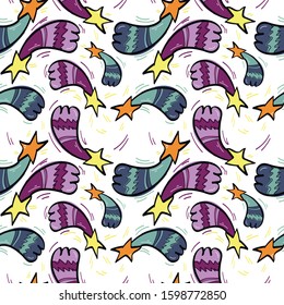 Seamless pattern, christmas stars, hand drawn, doodle background vector. Illustration . Decorative wallpaper, wraping paper good for printing. Happy New Year, greeting card. Winter time