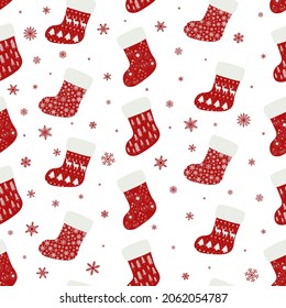 Seamless pattern Christmas stocking vector illustration