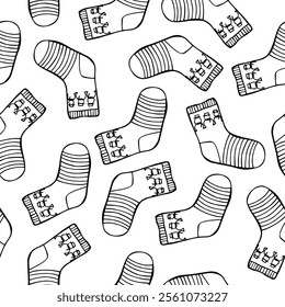 Seamless pattern of Christmas stockings, a simple pattern with coloring options.