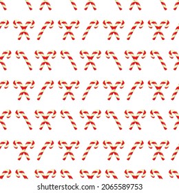 Seamless pattern with Christmas sweets: caramel. A pattern with a lollipop cane. Vector image.