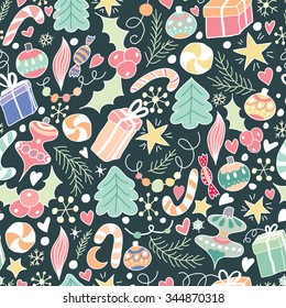 Seamless pattern with Christmas symbols
