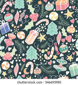 Seamless pattern with Christmas symbols