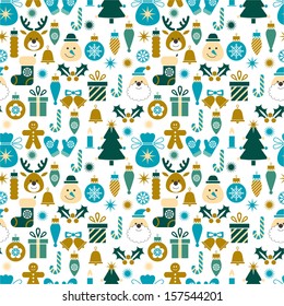 Seamless pattern Christmas symbols for textiles, interior design, for book design, website background.