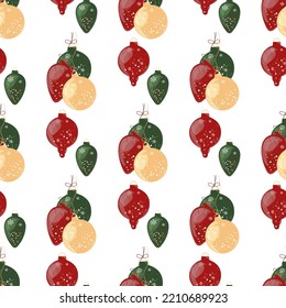 Seamless pattern Christmas toys. Perfect for printing on paper. New Year's decor.