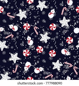 Seamless pattern with Christmas toys and sweets