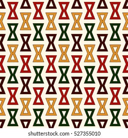Seamless pattern in Christmas traditional colors. Bright ornamental abstract background. Can be used for digital paper, textile print, page fill. Vector illustration.