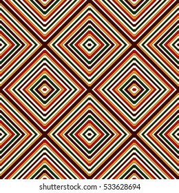 Seamless pattern in Christmas traditional colors. Bright ornamental abstract background. Ethnic and tribal motifs. Can be used for digital paper, textile print, page fill. Vector illustration.