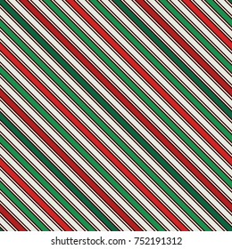 Seamless pattern in Christmas traditional colors with simple classic motif. Diagonal stripes background. Thin slanting line wallpaper. Digital paper, textile print, page fill. Vector illustration