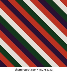 Patrón sin soldadura en Navidad Colores tradicionales, Línea delgada diagonal recta Fondo abstracto, Ornamento geométrico a rayas, Esloramiento paralelo vectorial, Textura de líneas oblicuas
