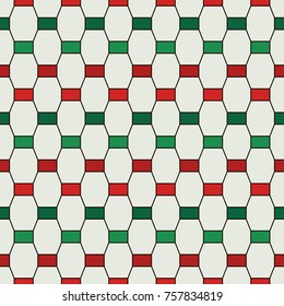 Seamless pattern in Christmas traditional colors with vertical braid ornament. Octagons tile abstract surface background. Geometric motif. Digital paper, textile print, page fill. Vector art