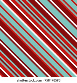 Seamless Pattern in Christmas Traditional Colors, Straight Diagonal Thin Line Abstract Background, Striped Geometric Ornament, Vector Parallel Slanting, Oblique Lines Texture