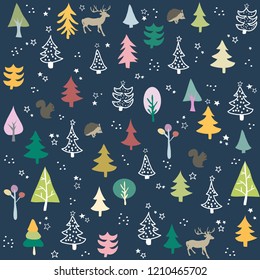 Seamless pattern with Christmas tree