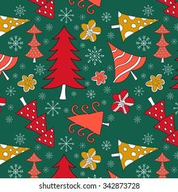 Seamless pattern with a Christmas tree