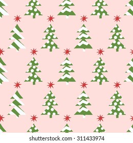 seamless pattern, christmas tree art  background design for fabric and decor
