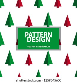 Seamless Pattern - Christmas Tree Background - Vector Illustration - Isolated On White Background