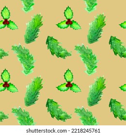 Patrón sin foco con la rama de árbol de Navidad y la hueca. Para imprimir papel envolvente, papel pintado, embalaje, tela. Ilustración vectorial dibujada a mano.