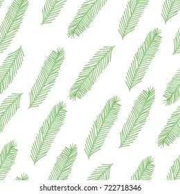 Seamless pattern with Christmas tree branch on a white background. Vector illustration