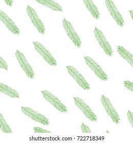 Seamless pattern with Christmas tree branch on a white background. Vector illustration