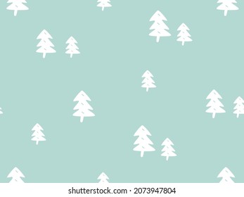 Seamless pattern of Christmas tree. Cute plant textile. Simple design for fabric print, wallpaper, background, gift wrapping paper. Vector illustration.