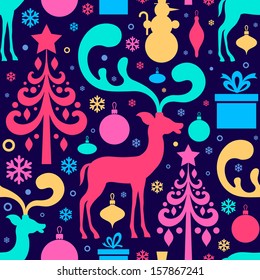 seamless pattern with Christmas tree decorations 