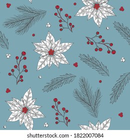 Seamless pattern with Christmas Tree Decorations hand drawn art design vector illustration.