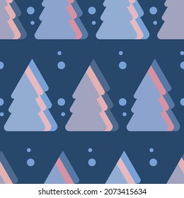 Seamless pattern with christmas tree and dots. Festive design in pastel color. Cute wrapper paper, wallpapers, textile prints. Merry christmas and happy new year. Vector illustration